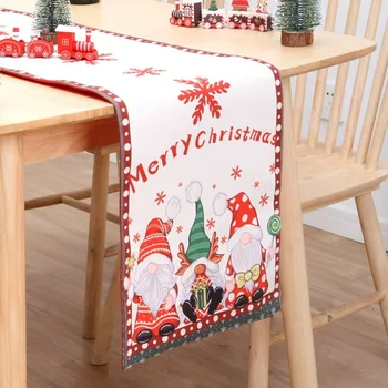 Рождественский стол, двойной Хлопковый Льняной Креативный коврик для стола в виде Снеговика, Атмосфера, Рождественские Украшения, Столовая Длинная Скатерть