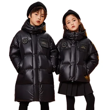 Зимние детские пуховики, пальто на 90%, теплая одежда -30 Верхняя одежда, водонепроницаемые ветрозащитные утепленные парки