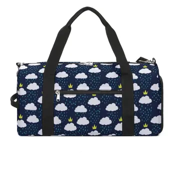 Спортивные сумки с мультяшным облаком, Королевские дождевые облака с обувью, спортивная сумка, Портативная мужская сумка с принтом, сумка для плавания, Графическая сумка для фитнеса
