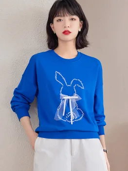 Осенняя модная свободная толстовка Woman 2023, Новые Корейские повседневные Женские пуловеры с круглым вырезом и длинным рукавом