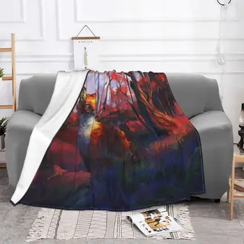 Одеяло Art Fox из фланели с милым рисунком животных, многофункциональное мягкое покрывало для дома, коврик на открытом воздухе