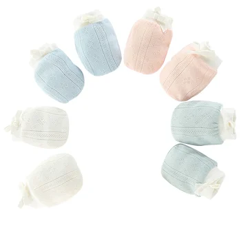 Перчатки для защиты новорожденных, варежки для младенцев из хлопка с защитой от царапин и прилипания
