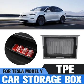 Коробка для багажника автомобиля TPE Для автомобиля Tesla Model Y Ящик для хранения под сиденьем Автомобильные аксессуары для интерьера Выдвижного типа
