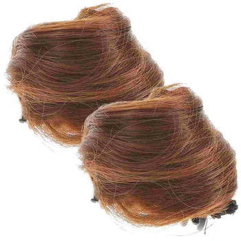 Поддельные кошачьи ушки с фрикадельками на голове, зажим для когтей, прикрепленный к волосам пучок, шиньон, булочки, украшения для наращивания волос, женские шиньоны, вьющиеся волосы