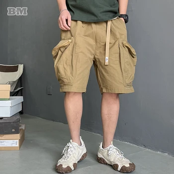 Летняя американская уличная одежда Многофункциональные шорты-карго с несколькими карманами Мужская одежда Harajuku Повседневные спортивные баскетбольные брюки с большим карманом