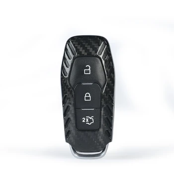 Для Ford 3-Keys Auto Remote Smart Key Fob Shell Cover Чехол Из Настоящего Углеродного Волокна Красный/Черный Брелок Сумка Крышка Корпус Рамка Отделка Коробка