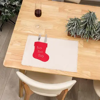 Уникальный рождественский коврик для стола Праздничные рождественские льняные салфетки Уникальные украшения стола тонкой работы к Рождеству