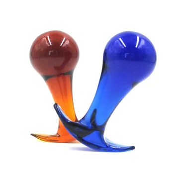 Синяя анальная пробка в форме якоря, 40 мм Большая стеклянная Анальная пробка, мужской массажер простаты, женская эротическая мастурбация, секс-игрушки для взрослых