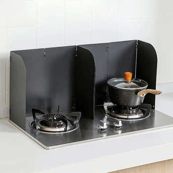 Кухонная защита от масляных брызг, защитный блок от брызг, 4-сторонние железные поделки, теплоизоляция от брызг, перегородка для масляно-газовой плиты