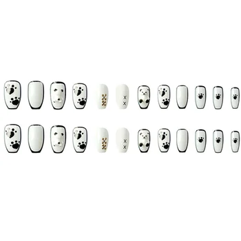 Накладные ногти с рисунком когтя панды Долговечные и безопасные из материалов накладные ногти для любителей маникюра и бьюти-блогеров