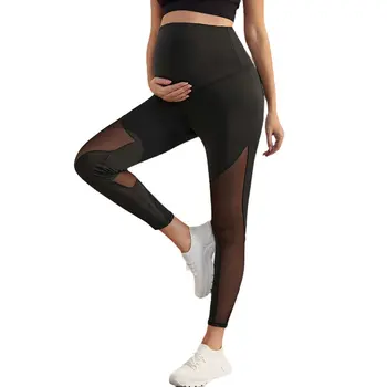 Эластичная одежда для беременных с высокой талией, женские леггинсы, Летняя обтягивающая Спортивная одежда для беременных для йоги, брюки для фитнеса для беременных, S-XL