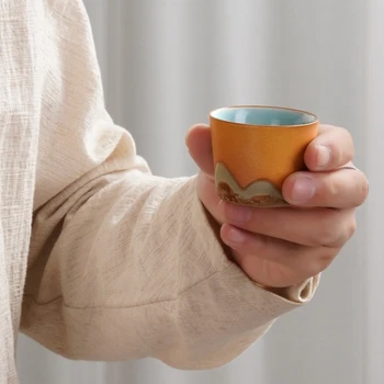 Образец чайной чашки Бытовой чайный сервиз Кунг-фу Маленькая чайная чашка с черной глазурью Креативная пейзажная винная чашка Мини-маленький чайник для заварки чая