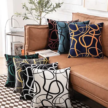 Простая однотонная наволочка в скандинавском стиле, абстрактные декоративные подушки в геометрическую полоску, чехол для подушки домашнего дивана, кресла