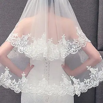 Элегантная двухслойная свадебная фата с гребнем, элегантная используется для невест белого цвета