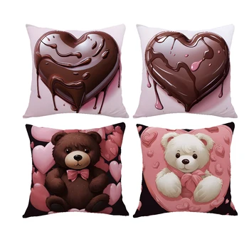 Наволочка на День Святого Валентина с шоколадным принтом в форме сердца, домашний декор, сиденье, диван для гостиной, наволочка, чехол для подушки на День Святого Валентина