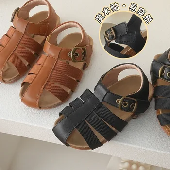 детские Римские сандалии, сандалии-гладиаторы для девочек, Детская обувь 2023, Летняя пляжная Обувь, мягкая повседневная обувь принцессы яркого плетения