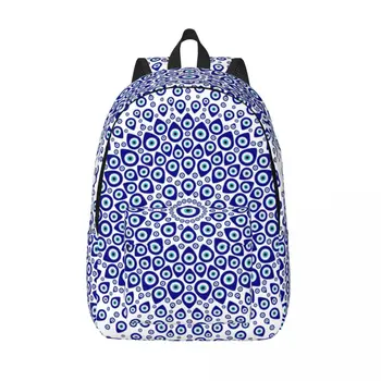 Индивидуальный холщовый рюкзак с круглым орнаментом Nazar Turkish Eye, женская Мужская сумка для книг, школьный амулет, сумки в стиле хамса в стиле бохо