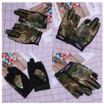 Рыболовные перчатки Противоскользящие Перчатки Мужские Камуфляжные с тремя пальцами Солнцезащитные Мужские