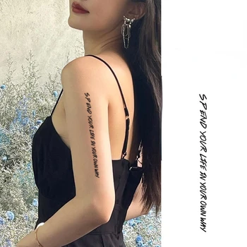 Поддельные татуировки для женщин с буквенным принтом Meifeng, водонепроницаемая наклейка с татуировкой из травяного сока, временные наклейки с татуировками Festiva Hotwife