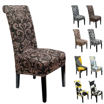 Чехол для стула с принтом размера XL в богемном стиле, чехлы для стульев с высокой спинкой для столовой, свадьбы, банкета в отеле, чехол для сиденья с растягивающимся декором