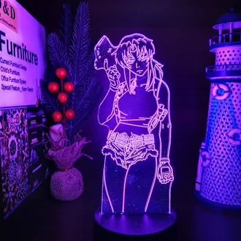 Черная Лагуна Revy Светодиодный ночник Аниме 3D Лампа для декора детской спальни Красочный ночник Столик для манги Lampara Подарок Черная Лагуна