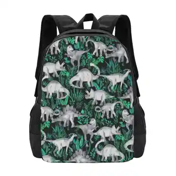 Дизайн с рисунком динозавров в джунглях, дорожные школьные сумки для ноутбука с рисунком динозавров, Полночные тропические листья в джунглях, милые животные
