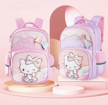 Hello Kitty Sanrio Школьная сумка для учащихся начальной школы Для девочек, защита позвоночника, Детский рюкзак