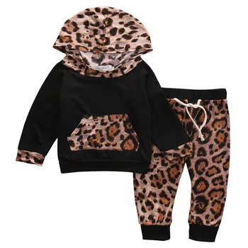 Комплект Леопардовой одежды Для Новорожденных Мальчиков 0-24 месяцев, Леопардовый Пуловер, Пальто с капюшоном + Брюки, Комплект из 2 предметов, Весенне-Осенняя Одежда С капюшоном Для Маленьких мальчиков