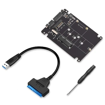 Адаптер M.2 NGFF Или MSATA на SATA 3.0, жесткий диск USB 3.0-2.5 SATA, конвертер 2 В 1, карта чтения с кабелем для ПК-ноутбука