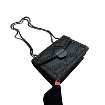 Модная сумка из искусственной кожи с заклепками на цепочке, элегантная и компактная женская сумка через плечо в стиле маленькой сумочки