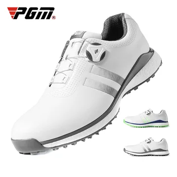Мужская обувь для гольфа PGM, мужские водонепроницаемые нескользящие кроссовки из ТПУ, спортивная повседневная одежда, кожа из микрофибры XZ172, белый