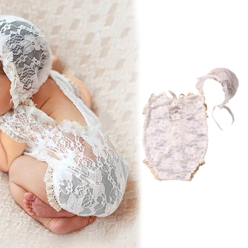 Реквизит для фотосъемки новорожденных, детский кружевной комбинезон и повязка на голову в подарок мальчикам и девочкам