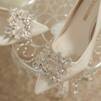 Новая Мода Свадебный Банкет Острый Носок Шпилька С Открытым Носком Элегантные Пикантные Женские Туфли На Высоком Каблуке Zapatos De Tacon Mujer