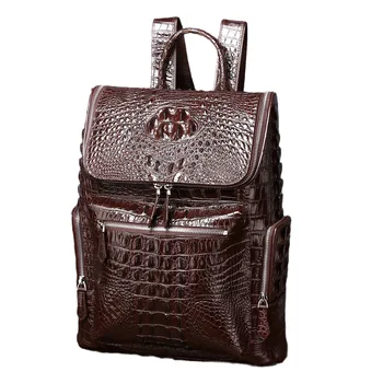 Новый бренд, мужские рюкзаки из натуральной кожи с крокодиловым узором, студенческий рюкзак из натуральной кожи, Роскошная школьная сумка для ноутбука из крокодиловой кожи для мальчиков