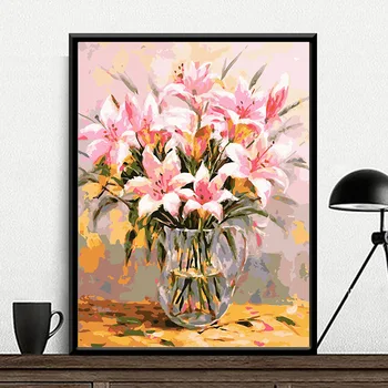 3663Ann-Тюльпан diy цифровая картина маслом, картина маслом, акриловая цветочная живопись, пейзажная живопись ручной работы