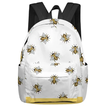 Желтый рюкзак с пчелами и насекомыми, Мужской и женский модный рюкзак для путешествий, студенческие школьные сумки большой емкости