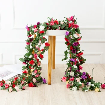 Искусственные цветы из розы 250 см, Рождественская гирлянда для свадьбы, украшения домашней комнаты, Весенне-осенняя Садовая арка, искусственная виноградная лоза