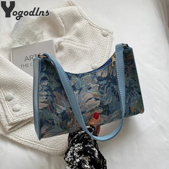 Модные винтажные женские сумки через плечо с дизайном масляной живописи, женские сумки-бродяги с простым цветком, маленькие сумки-клатчи, сумки-тотализаторы