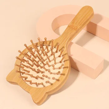 Мультяшная Щетка Для волос Тонкие Расчески Для здоровья Женские Инструменты для укладки Бамбук Для Распутывания Кожи Головы Мисс