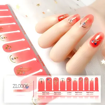 20 полосок Японско-Корейских наклеек для ногтей, коллекция наклеек для дизайна ногтей, Маникюр, полоски лака для ногтей, обертывания для декора вечеринки