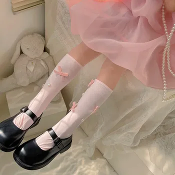 Новые бархатные носки для девочек с бантом