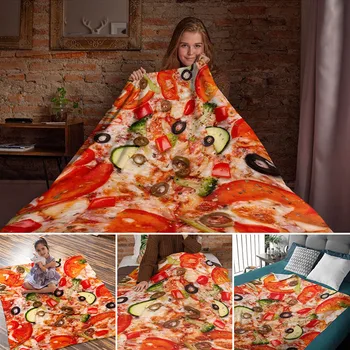 Мягкое фланелевое реалистичное одеяло для пиццы, Забавное креативное покрывало, одеяло для еды, покрывало, Новинка, одеяла, подарок для ребенка и взрослого