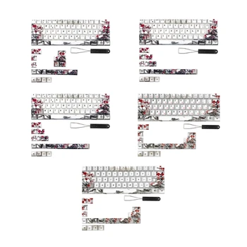 Немецкий Французский Испанский ANSI DyeSub Keycaps Plum Blossom 80 Клавиш CherryProfile Keycap Для клавиатуры QWERTZ AZERTY 61 64 67 68