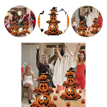 Башня из тыквенных кексов, дисплей для кексов на тему Хэллоуина, привлекательные подставки для тортов на Хэллоуин, многослойные для праздничного показа
