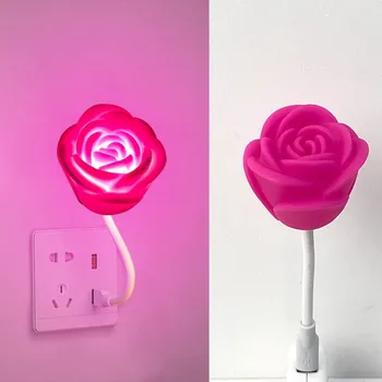 Светодиодная лампа с розовой розой, USB-ночник, ночник с милой мультяшной пандой, декор для дома, спальни, Кавайный подарок на день рождения