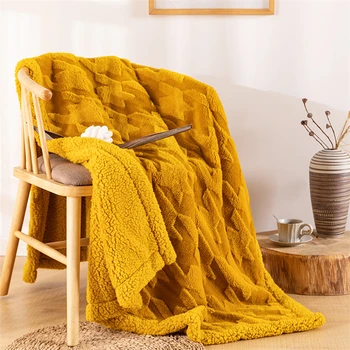 Современное простое одеяло в клетку из овечьего флиса, осенне-зимнее офисное утолщенное теплое одеяло-шаль, одеяло для дивана, одеяло для обеденного перерыва