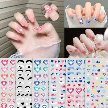 3шт Наклейка для постепенного наращивания ногтей Love Смешанная партия Карамельного цвета Cute Heart Klein Blue Love Decal Наклейки для ногтей Nail Art